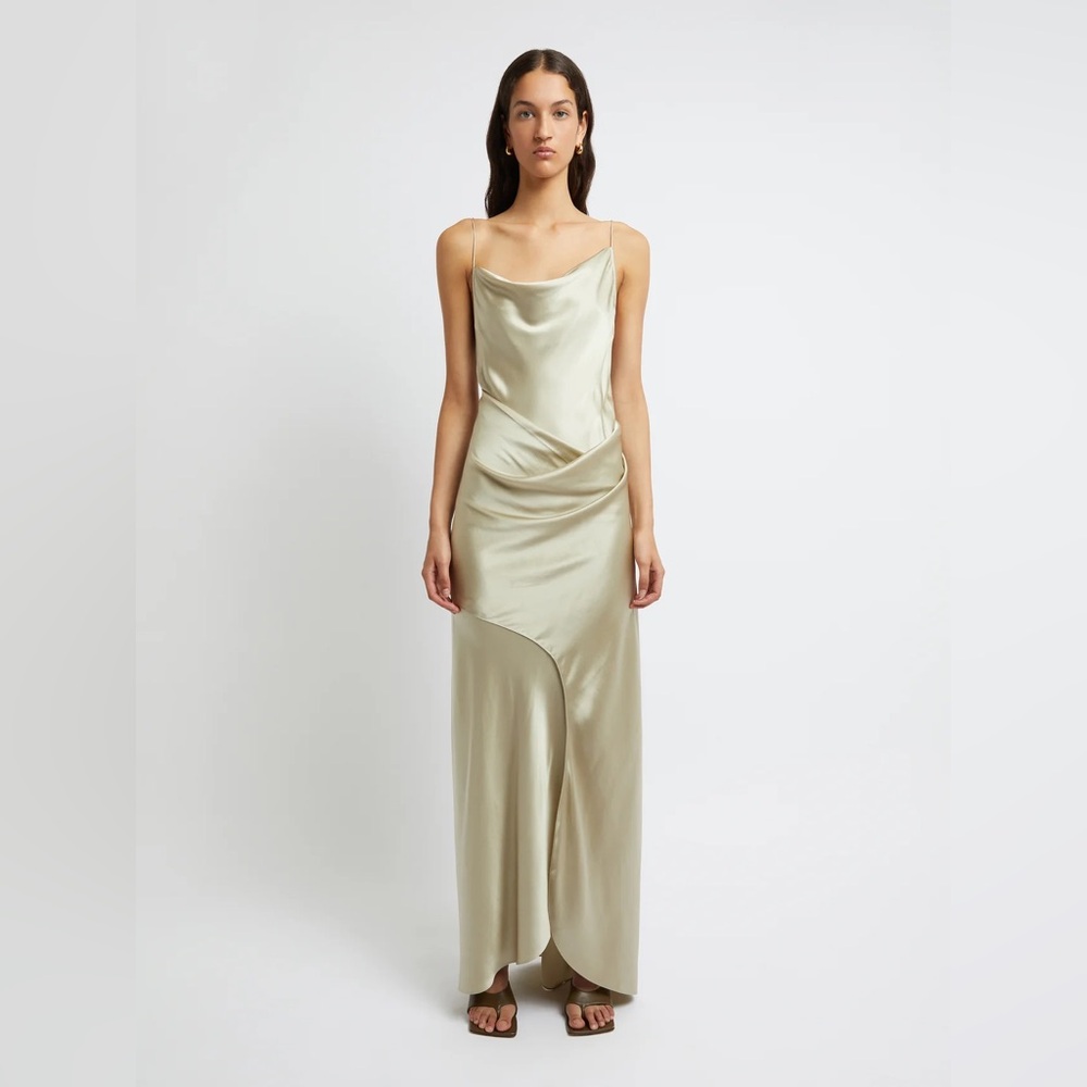 Christopher Esber Satin Slip Gown in Light Sage